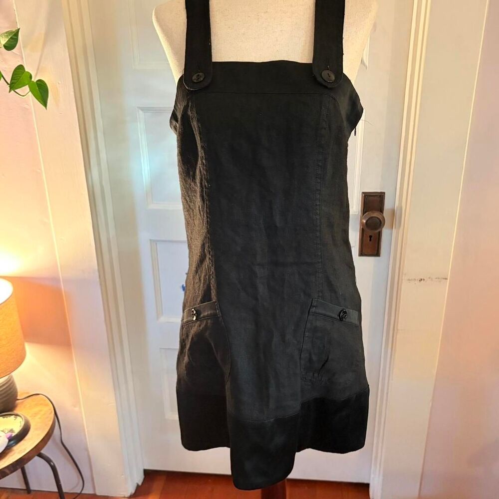 Bebe Black Linen Silk Blend Overall Dress Size S